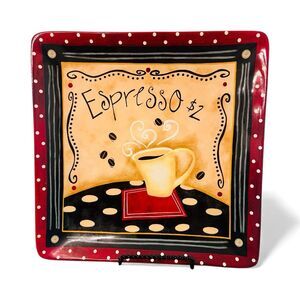 Certified International Coffee Café Espresso 11” Square Plate Discontinued
